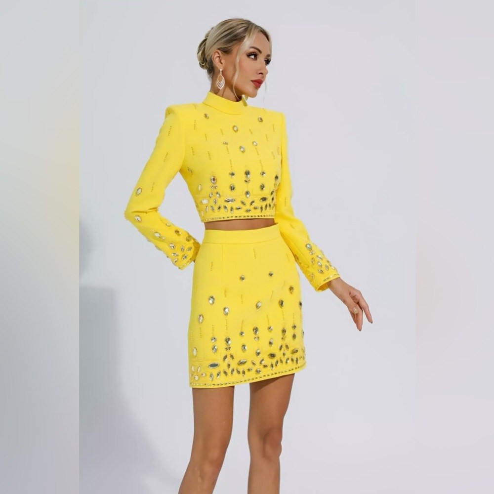 NWT Catchall Cecelia Yellow Chrystal Embellished Blazer